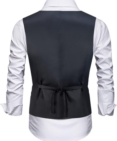 Alternative view of Men's Suits Vest V-Neck Sleeveless Slim Fit Jacket Groomman Casual Suit Vests for Wedding Formal Party Tuxedo for Men