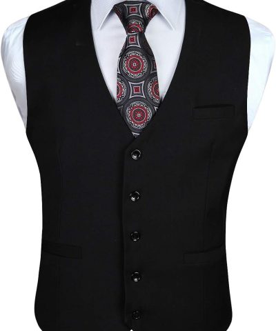 Men's Suit Vest Business Formal Dress Waistcoat Solid Color Vest for Suit or Tuxedo