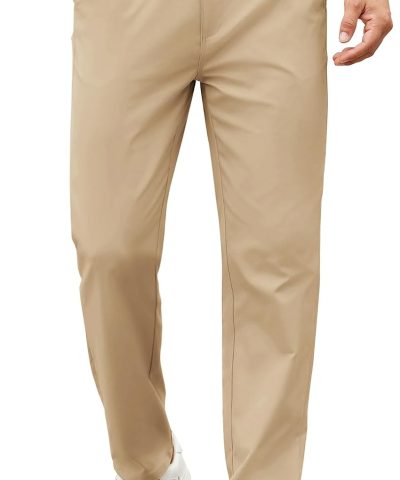 Alternative view of Mens Casual  Pants Elastic Waist Lightweight Trousers Classic-Fit Business Dress Pants with Pockets