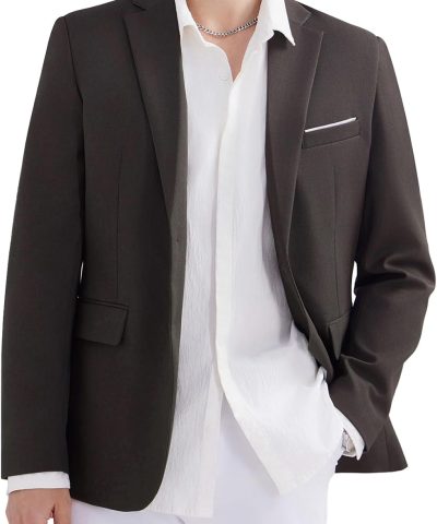Men's Two Button Blazer Casual Sport Coats Solid Color Suit Jacket