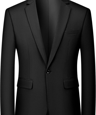 Men's One Button Suit Jacket Elegant Solid Color Blazers Slim Fit Lightweight Sport Coats Blazer