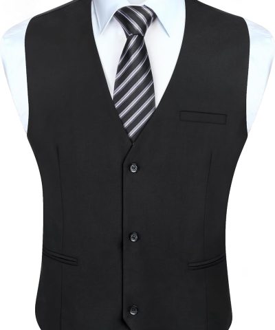 Mens Suit Vest Business Formal Dress Vests for Men Solid Color Casual Wedding Tuxedo Party Waistcoat