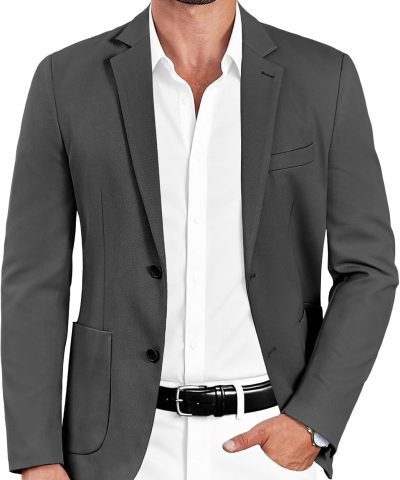 Mens Casual Sport Coat Blazer Two Buttons Knit Lightweight Suit Jackets