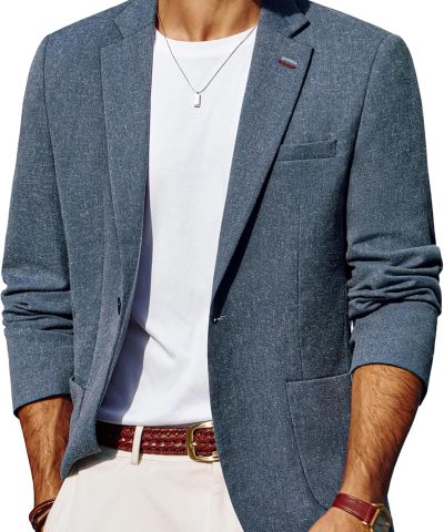 Mens Blazer Casual Sport Coats Lightweight One Button Suit Jacket for Summer