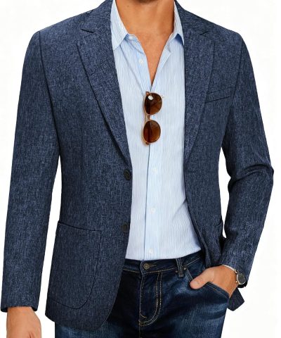 Mens Casual Blazer Slim Fit Sport Coat Lightweight Two Button Suit Jackets
