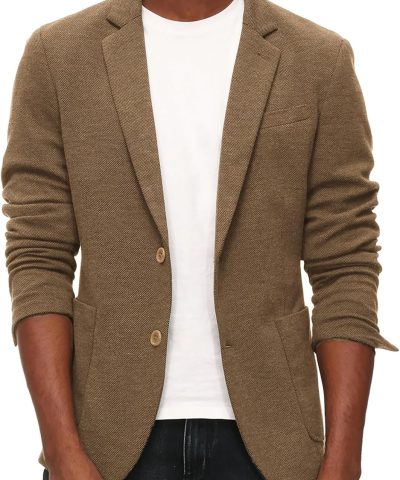 Men's Casual Knit Blazer Suit Jackets Two Button Lightweight Unlined Sport Coat